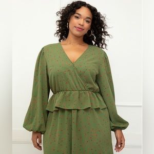 ELOQUII Elements Women's Plus Size Mixed Print Midi Dress With Peplum - US 18